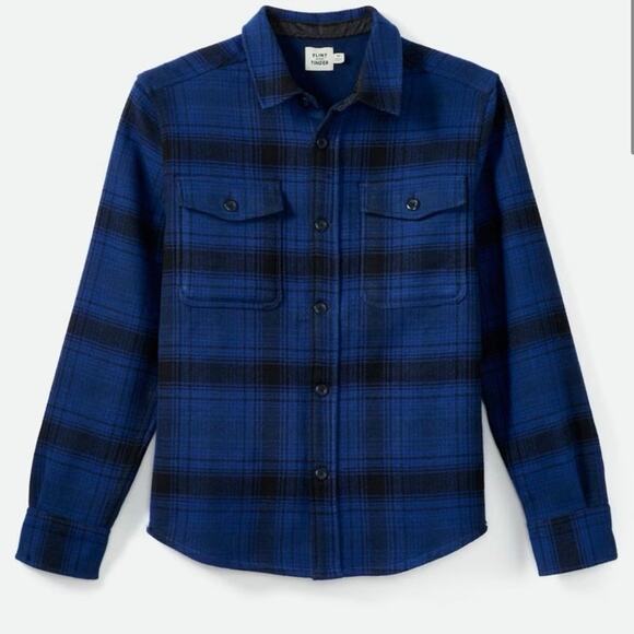 Flint And Tinder Expedition Flannel Shirt Jacket Navy Plaid - Picture 1 of 5